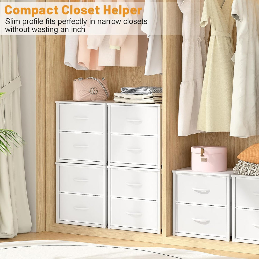 White Stackable Storage Drawers, Closet Organizer Drawers for Clothes