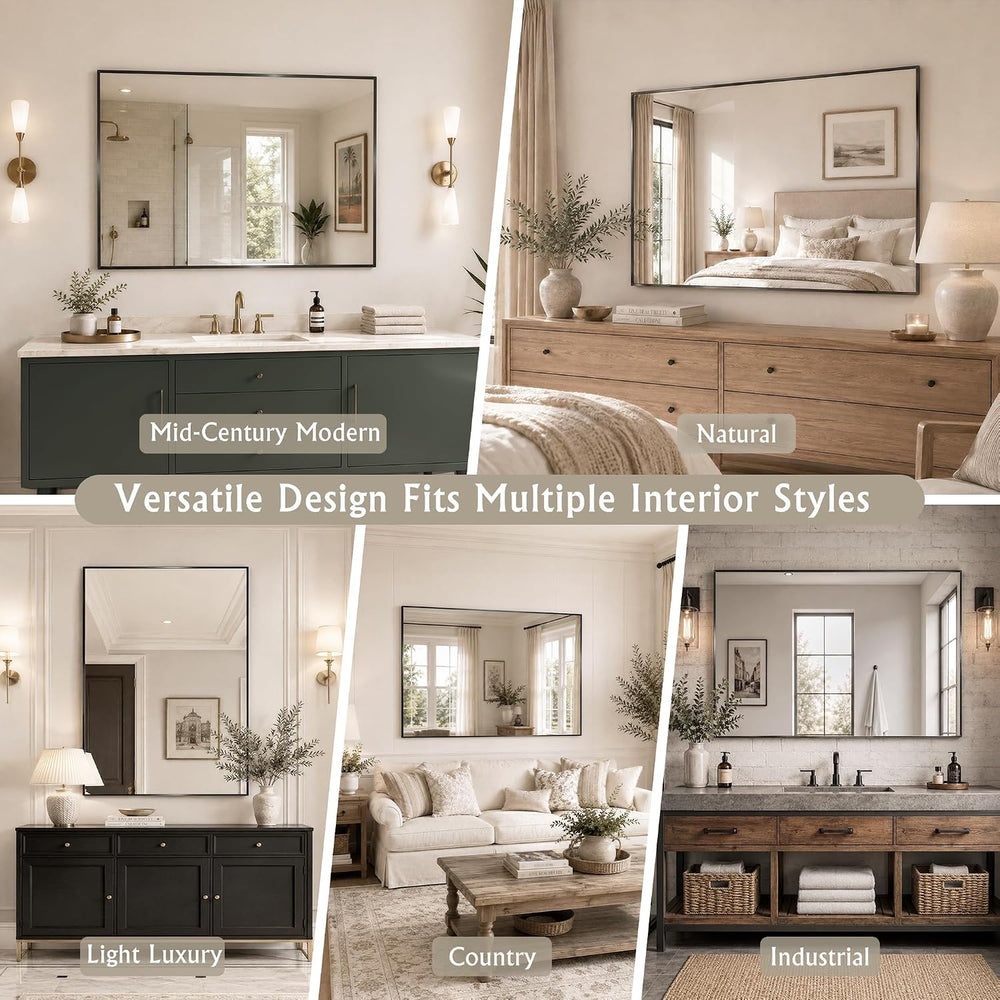 30"x36" Black Bathroom Mirror Metal Framed Horizontal or Vertical