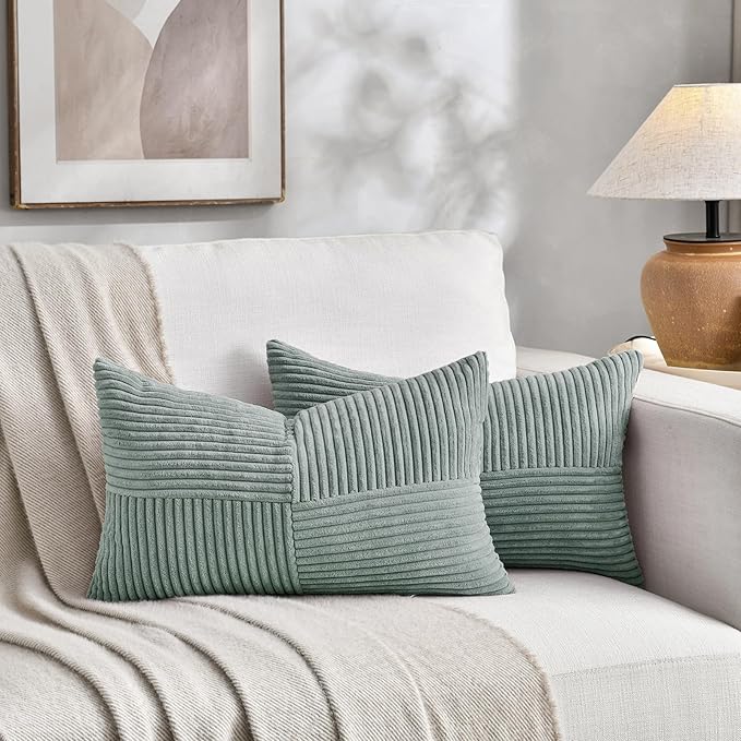 Fancy Homi 2 Packs Grey Blue Lumbar Decorative Throw Pillow Covers 14x24 Inch - Image 5