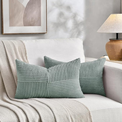 Fancy Homi 2 Packs Grey Blue Lumbar Decorative Throw Pillow Covers 14x24 Inch - Image 5