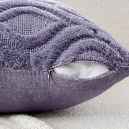 MIULEE Blue Purple Throw Pillow Covers 12x20 Inch, Soft Winter Plush Faux Wool - Image 4