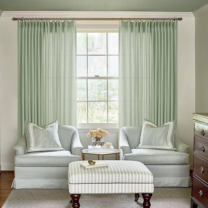 Pinch Pleat Linen Sheer Curtains 96 Inches Long 100 Inch Wide - Image 6
