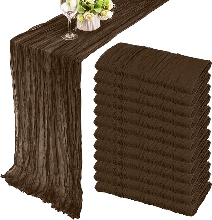 12 Pack 10Ft Cheesecloth Table Runner 35x120 Inch Boho Gauze Table Runner by Fivenl