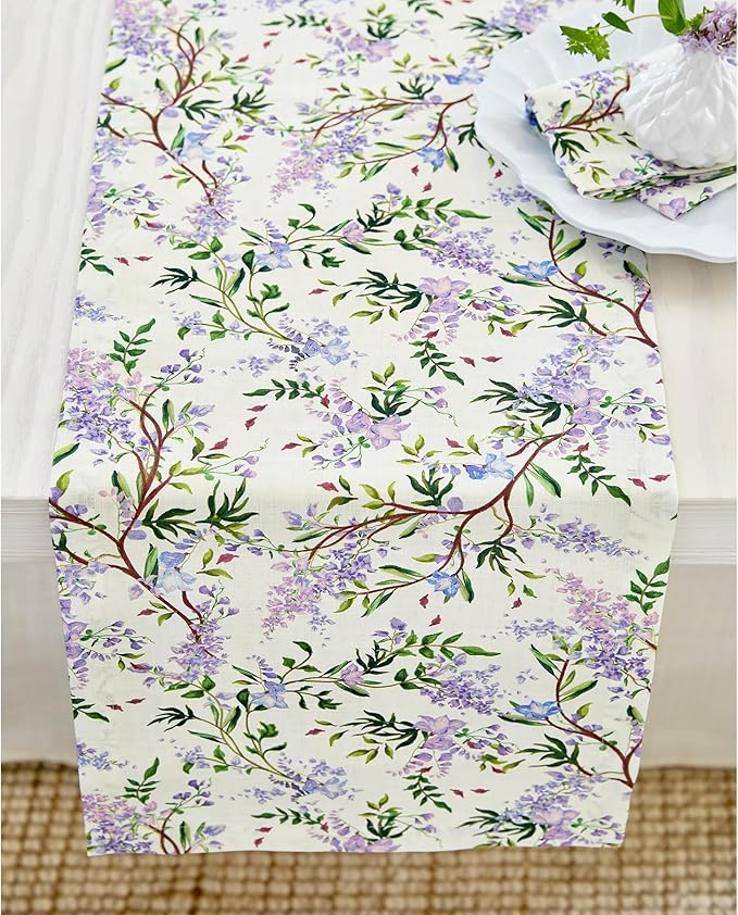 Solino Home Lilacs Floral Print Table Runner 48 inch by SolinoHome