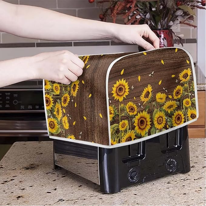 Sunflower Print Toaster Cover Dustproof Bread Maker Protector Kitchen - Image 3