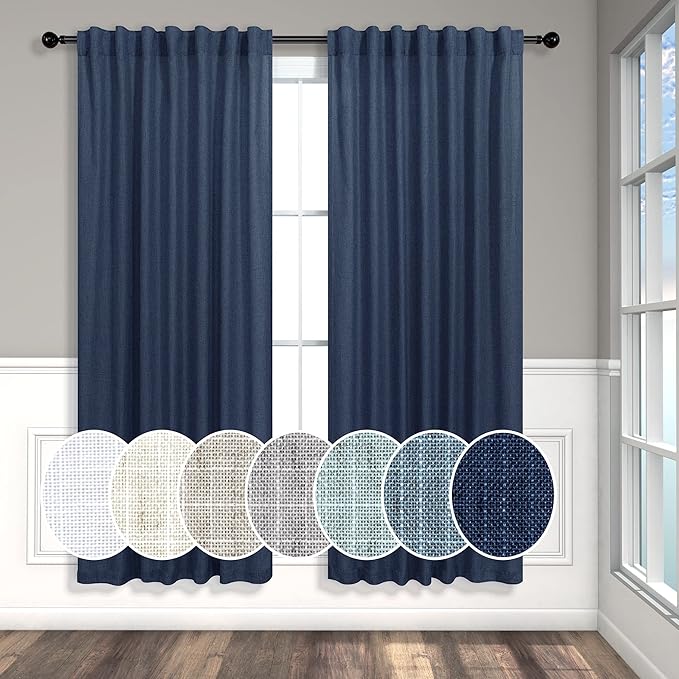 Navy Blue Curtains 63 Inch Length by Pitalk