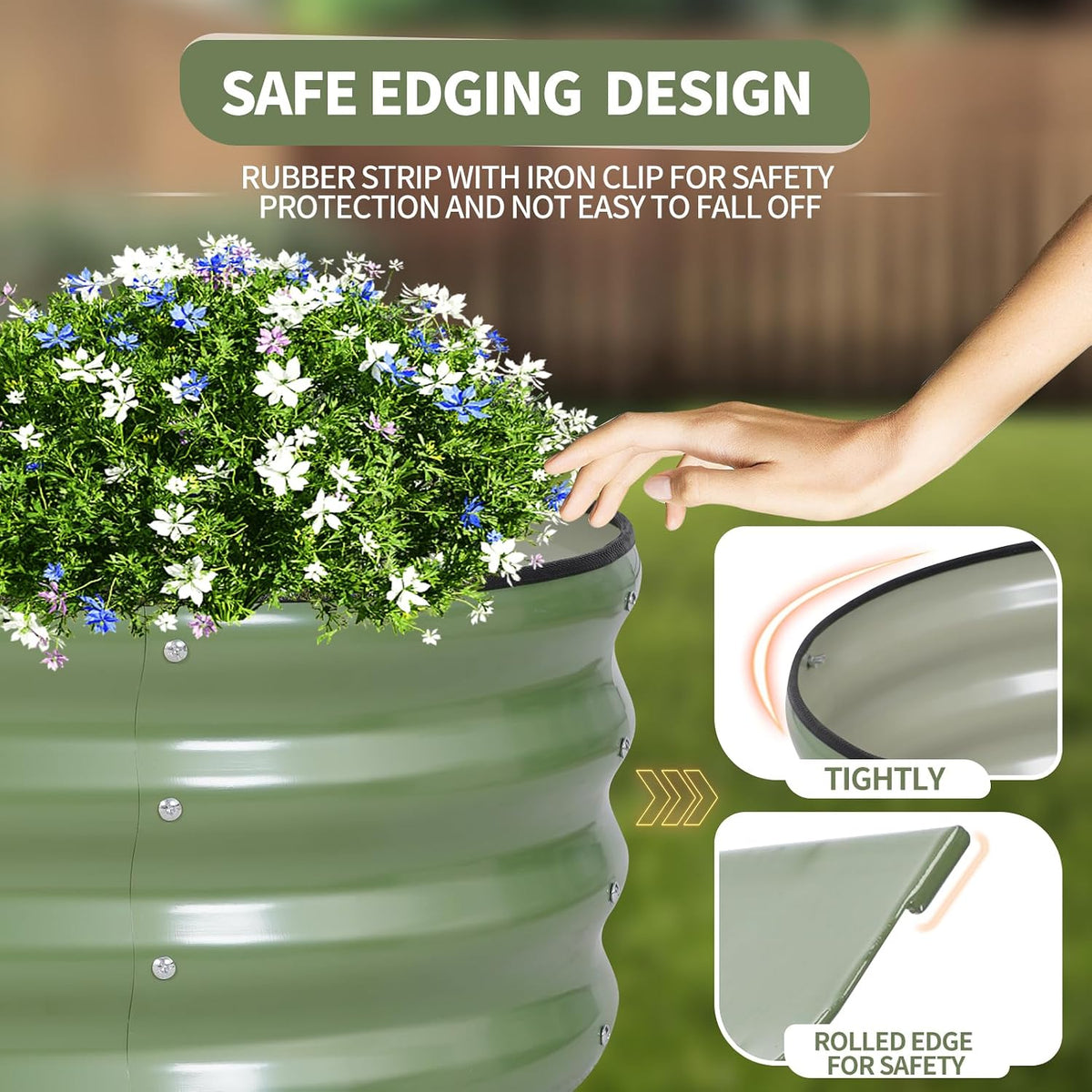 galvanized raised garden bed outdoor- 4x2x1ft planter box shown in use
