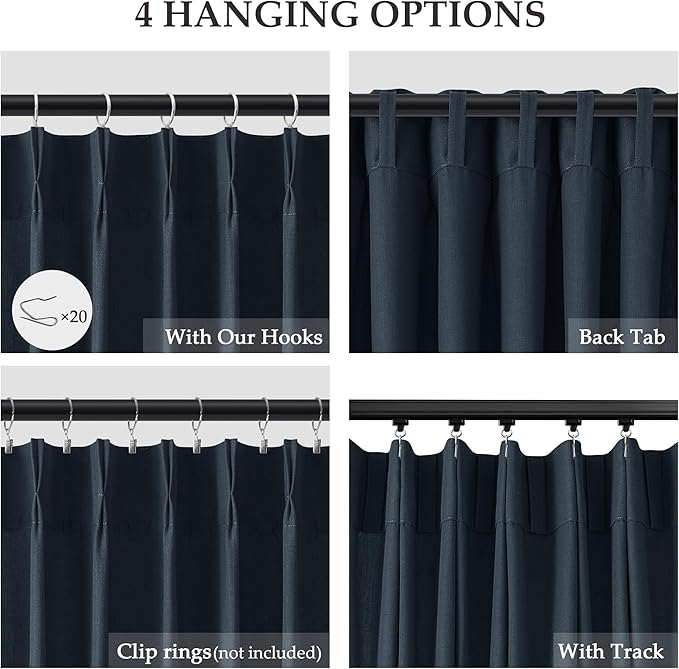 Pinch Pleated Vintage Blue Linen Curtains 90 Inches Long - Image 5