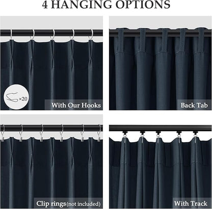 Pinch Pleated Vintage Blue Linen Curtains 90 Inches Long - Image 5
