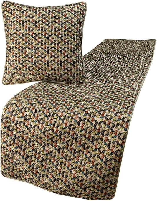 The HomeCentric King Queen Twin Beige & Multicolor Decorative Full 68"x18" Bed by TheHomeCentric