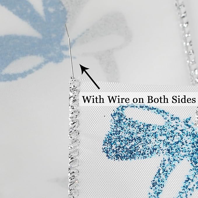 MEEDEE Blue and Silver Christmas Ribbon 2.5 Inch White Satin Ribbons - Image 3