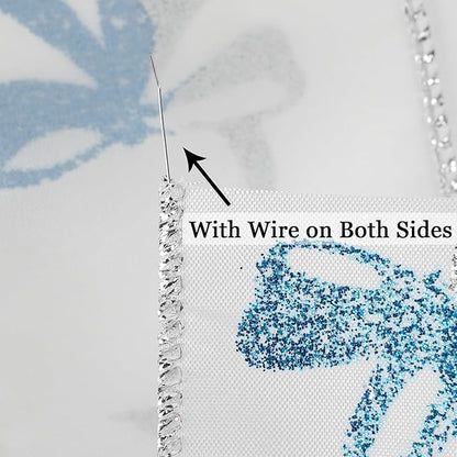 MEEDEE Blue and Silver Christmas Ribbon 2.5 Inch White Satin Ribbons - Image 3