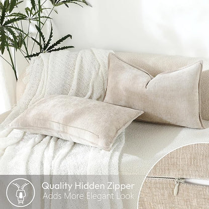 Stellhome Lumbar Chenille Throw Pillow Covers Set of 2 Super Soft Textured - Image 4
