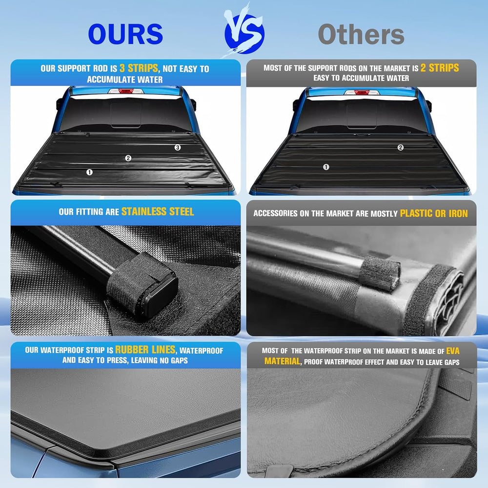 8Ft Soft Roll Up Truck Bed Tonneau Cover for 99-06 Chevy Silverado/GMC Sierra...