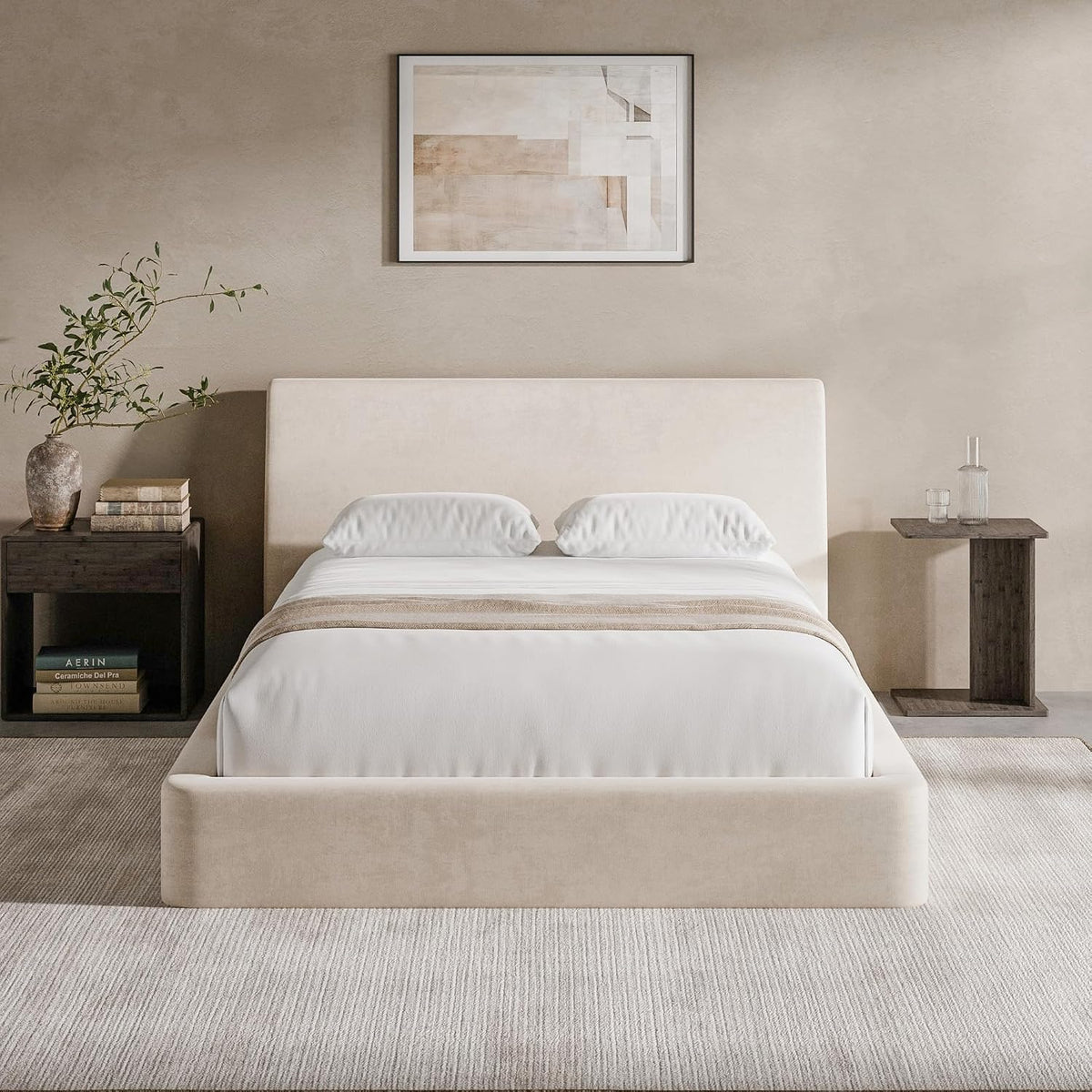 recci airframe full upholstered bed frame with ergonomic, main product view