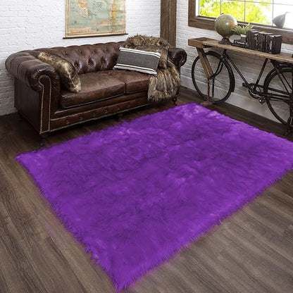 Latepis Purple Sheepskin Large 5x7 Area Rugs - Image 2