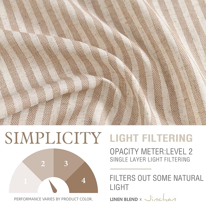 jinchan Tie Up Linen Textured Striped Bow Tie Curtain - Image 4