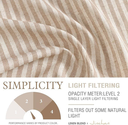 jinchan Tie Up Linen Textured Striped Bow Tie Curtain - Image 4