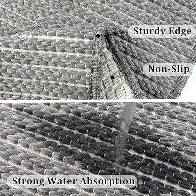 Grey Runners for Kitchen 24"x60" Non Slip Braided Long Bathroom Runner - Image 5