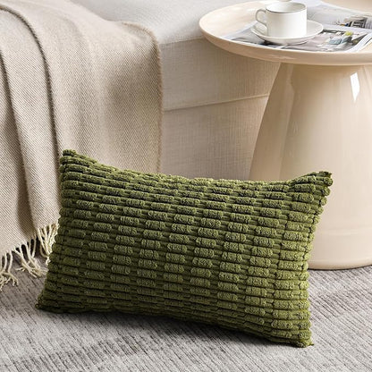 Fancy Homi 4 Packs Boho Moss Green Decorative Throw Pillow Covers 12x24 Inch - Image 2