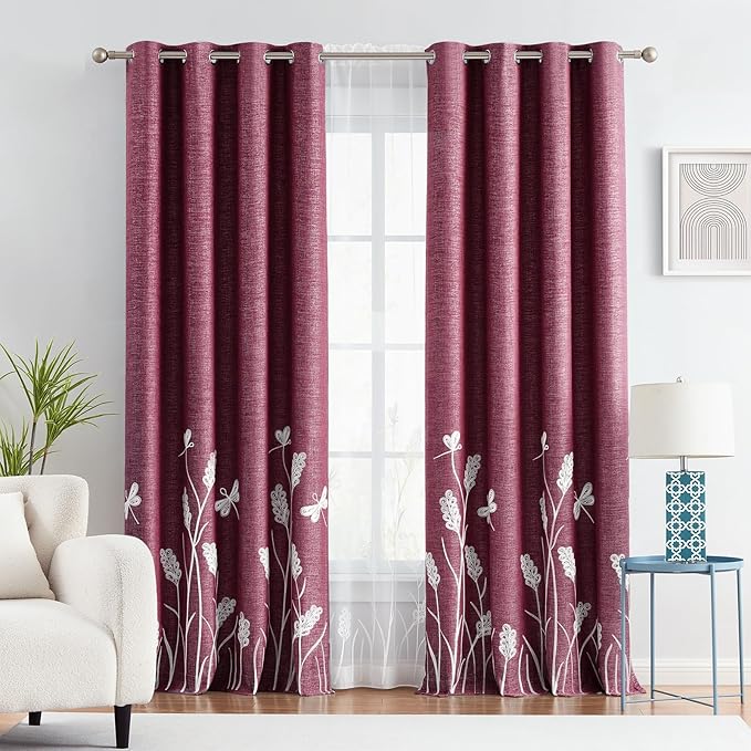 Melodieux Wheat Embroidery Linen Room Darkening Curtain - Image 9