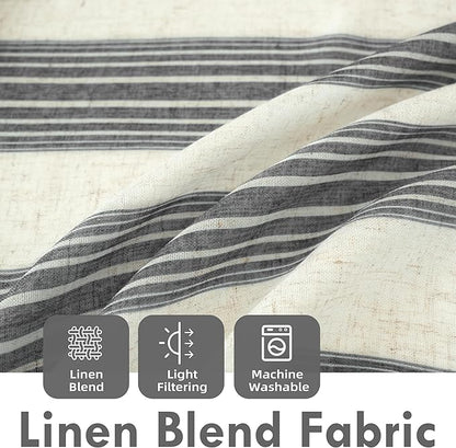 DriftAway Farmhouse Vertical Striped Linen Blend Textured Light Filtering Semi - Image 2