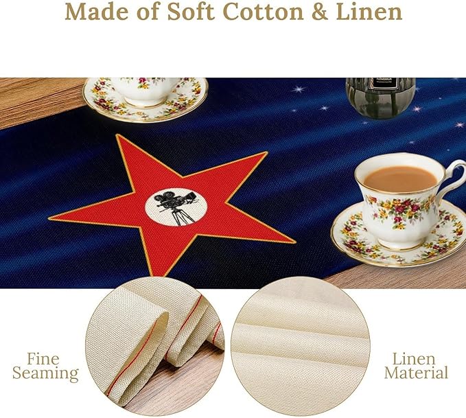 Red Carpet Table Runner Gold Star Spotlight Movie Night Show Table Decor Dinner - Image 5