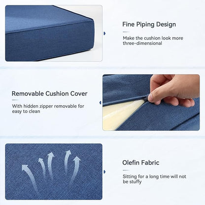 6" Thick Outdoor Cushions 24x24x6, 1-Set Deep Seat Patio Cushions - Image 5