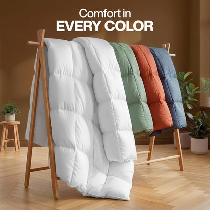utopia bedding full size comforter, duvet insert, white, front angle view