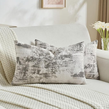 FUTEI Black White Decorative Throw Pillow Covers 12x20 Inch Set of 2, Soft Faux by FUTEI