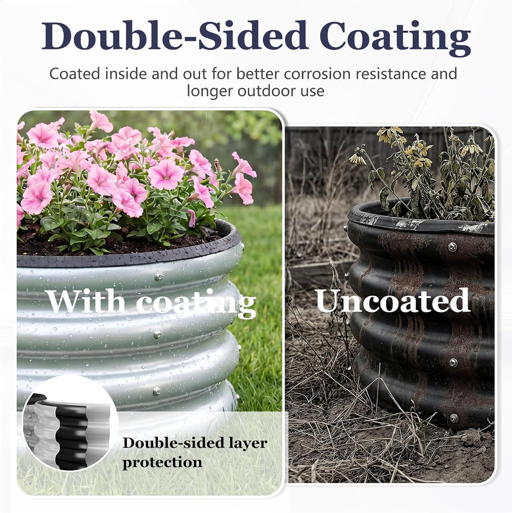 Round Raised Garden Bed 2-Pack 2x2x1ft Galvanized Steel, Silver