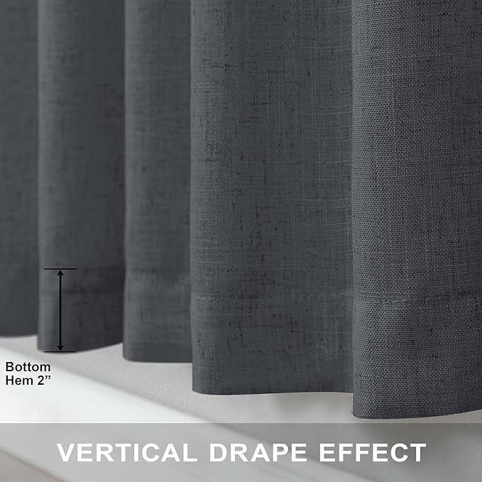 Grey Curtains for Living Room 96 Inches Long 2 Panels Back Tab Light Filtering - Image 5