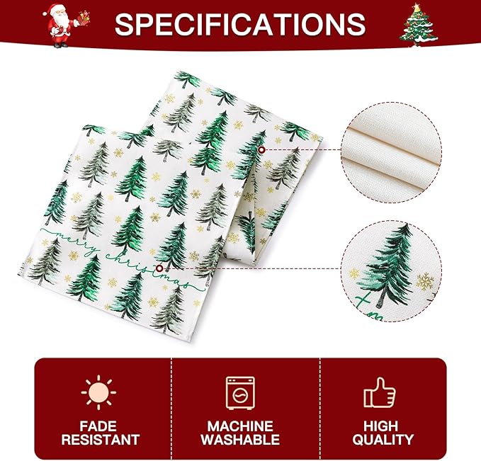 OTOSTAR Golden Snowflake Christmas Tree Merry Christmas Table Runner, Xmas - Image 6