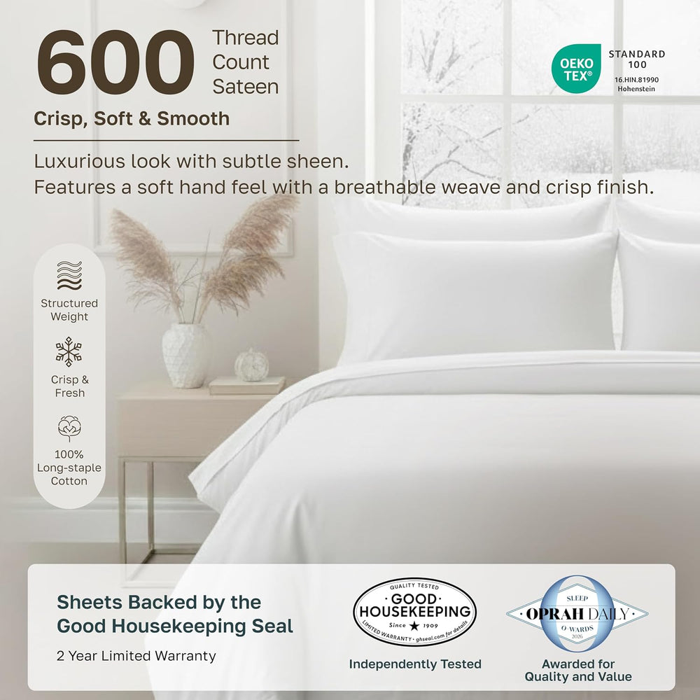 California Design Den 2 Pack 600 Thread Count Cotton Bed Sheets Queen Set
