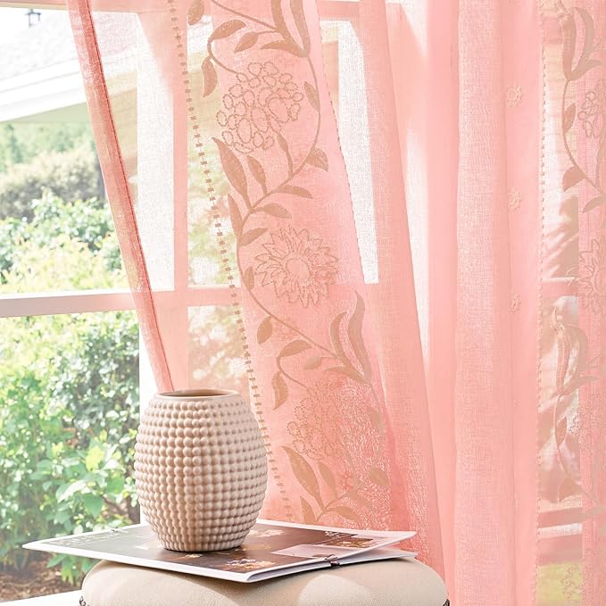 jinchan Winslow Sheer Curtains 63 Inch Length by JINCHAN