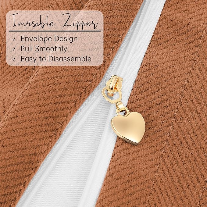 ZWJD Orange 12x20 Pillow Covers Set of 2 Chenille Throw Pillow Covers - Image 3