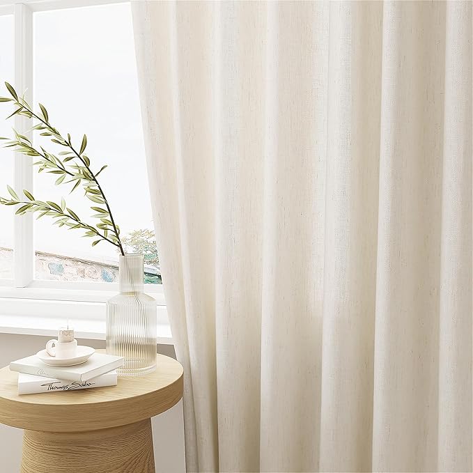 Cream Beige Linen Curtains 96 Inches Long Memory Shape Trained Pinch Pleated - Image 5