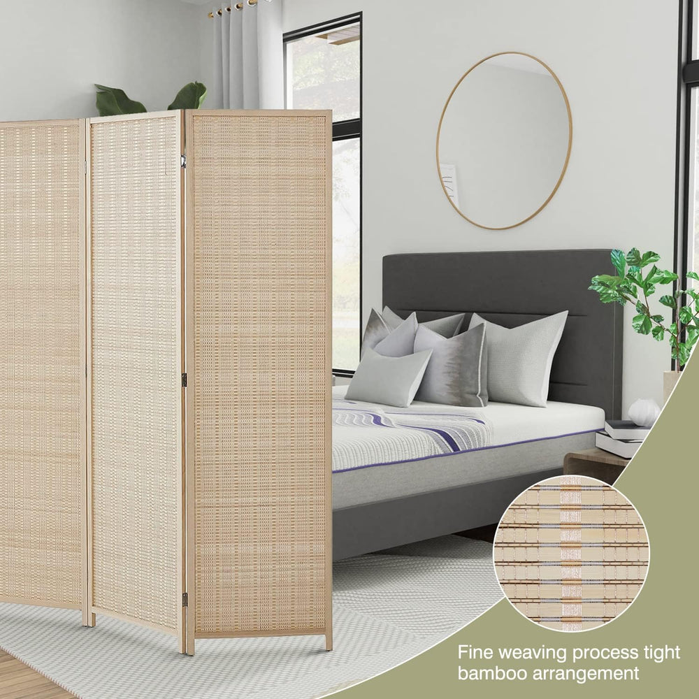 FDW 6-Panel Folding Room Divider | 6ft, Natural | Light & Portable