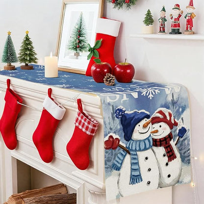 OTOSTAR A Couple Snowman Let It Snow Christmas Table Runner, Xmas Seasonal - Image 4