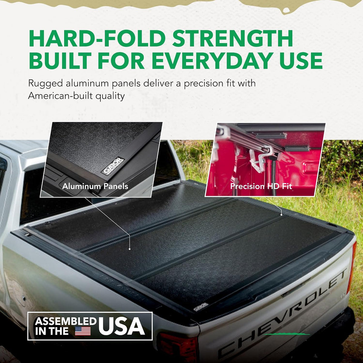 gator efx hard tri-fold truck bed tonneau cover shown in use