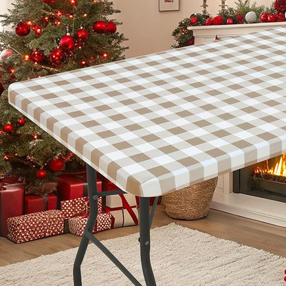 Smiry Rectangle Picnic Table Cloth, Elastic Waterproof Fitted Vinyl Tablecloths by Smiry