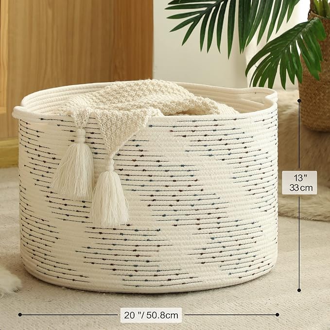 KAKAMAY Large Blanket Basket, Woven Baskets - Image 5