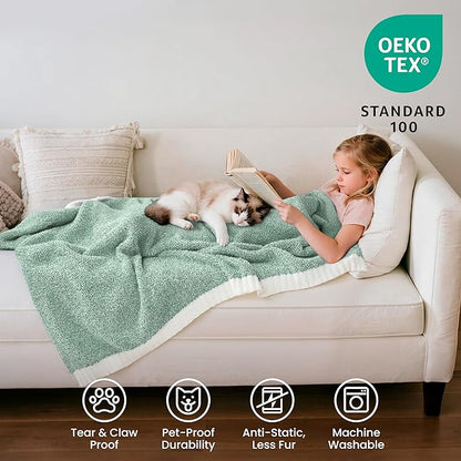 Joiedomi Twin Blanket for Couch Bed, Sage Green Knitted Blankets Gifts for - Image 3