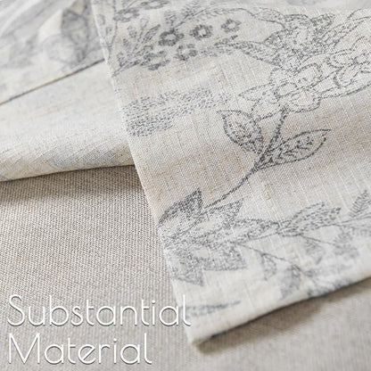 jinchan Linen Valance Curtain Farmhouse Grey Floral Printed Small Window Curtain - Image 7