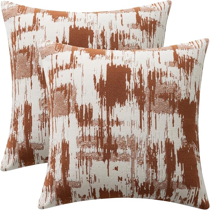 Set of 2 Art Textured Throw Pillow Covers, Abstract Sculpted Design by Rythome