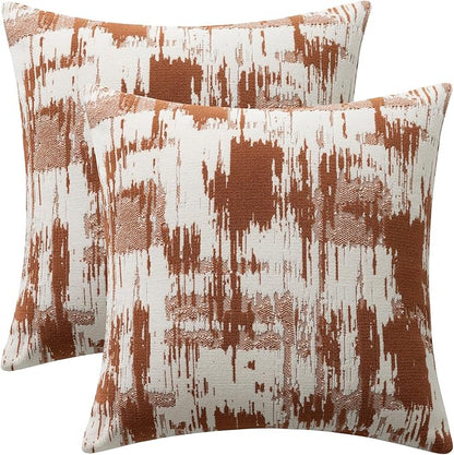 Set of 2 Art Textured Throw Pillow Covers, Abstract Sculpted Design by Rythome
