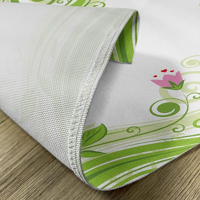 Ambesonne Green Flower Place Mats Set of 4, Blossoming Abstract Elements Swirls - Image 5