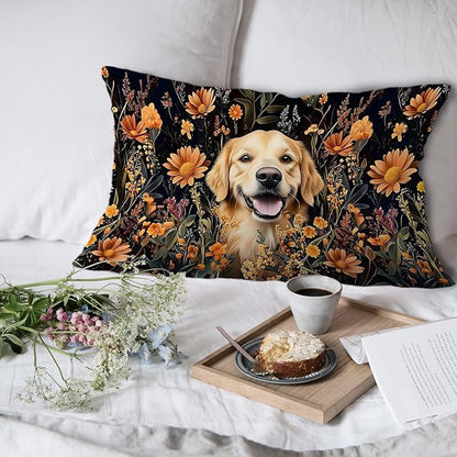 Moody Floral Golden Retriever Pillow Covers 12x20 Set of 2, Gifts - Image 6