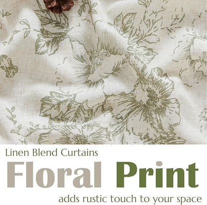 jinchan Linen Floral Tier Curtains 54 Inch Christmas Decorations Farmhouse - Image 2