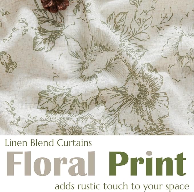 jinchan Linen Floral Tier Curtains 36 Inch Christmas Decorations Farmhouse - Image 2